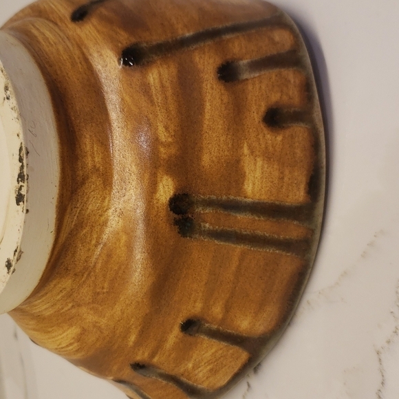 BOWL Ornate brown triangle shaped bowl pottery SAHER 09 on bottom decorative - Picture 8 of 11